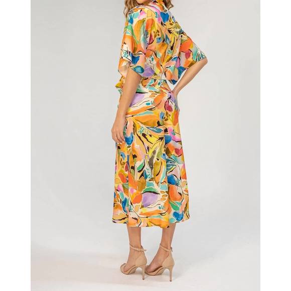 NEW LAVENDER BROWN adele tie front top shrug in nude orange - Picture 2 of 3